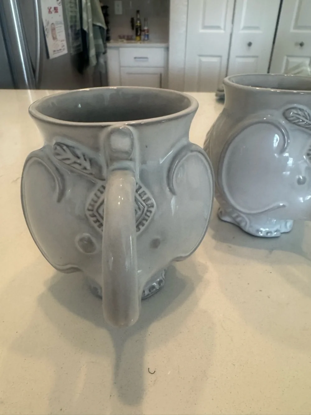 RARE Retired Jonathan Adler Elephant Ceramic Mug Set Gray